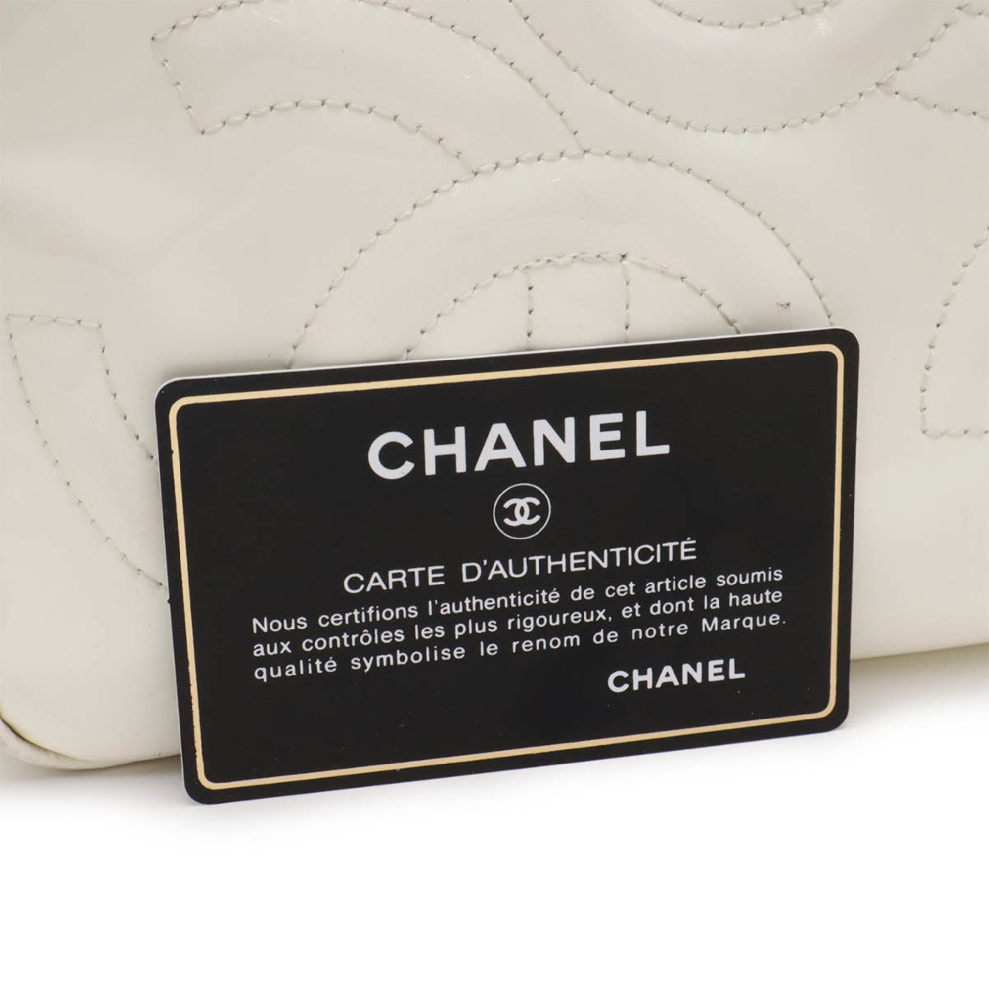 CHANEL Chanel Coco Mark Triple Handbag Bag Enamel White