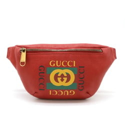 GUCCI Gucci Print Small Belt Bag Sherry Line Waist Hip Body Leather Red 527792