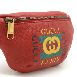 GUCCI Gucci Print Small Belt Bag Sherry Line Waist Hip Body Leather Red 527792