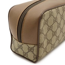 GUCCI GG Supreme Clutch Bag, Second Pouch, Handbag, PVC, Leather, Beige, Mocha Brown, 014.122.6087