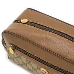 GUCCI GG Supreme Clutch Bag, Second Pouch, Handbag, PVC, Leather, Beige, Mocha Brown, 014.122.6087