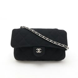 CHANEL Chanel Matelasse Coco Mark Eco Bag Tote Chain Shoulder Cotton Jersey Nylon Leather Black AP2095