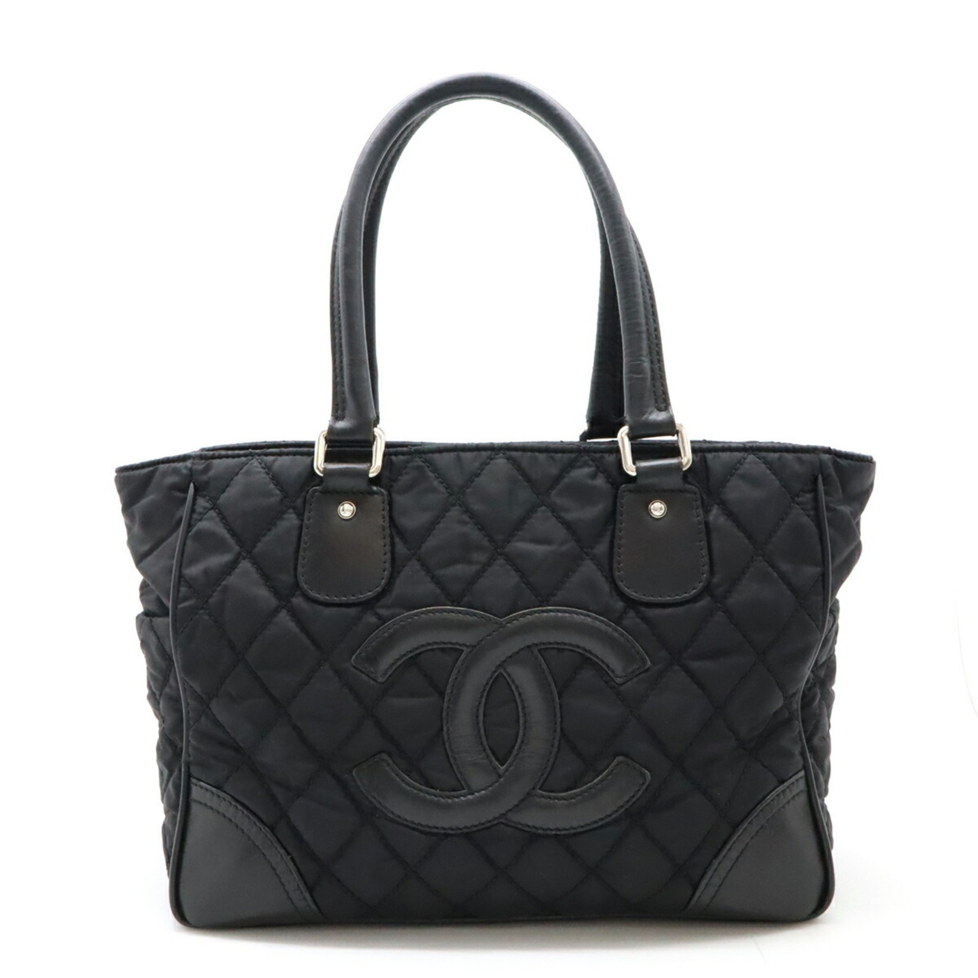 CHANEL Paris New York Line Matelasse Coco Mark Tote Bag Shoulder Nylon Leather Black A33100