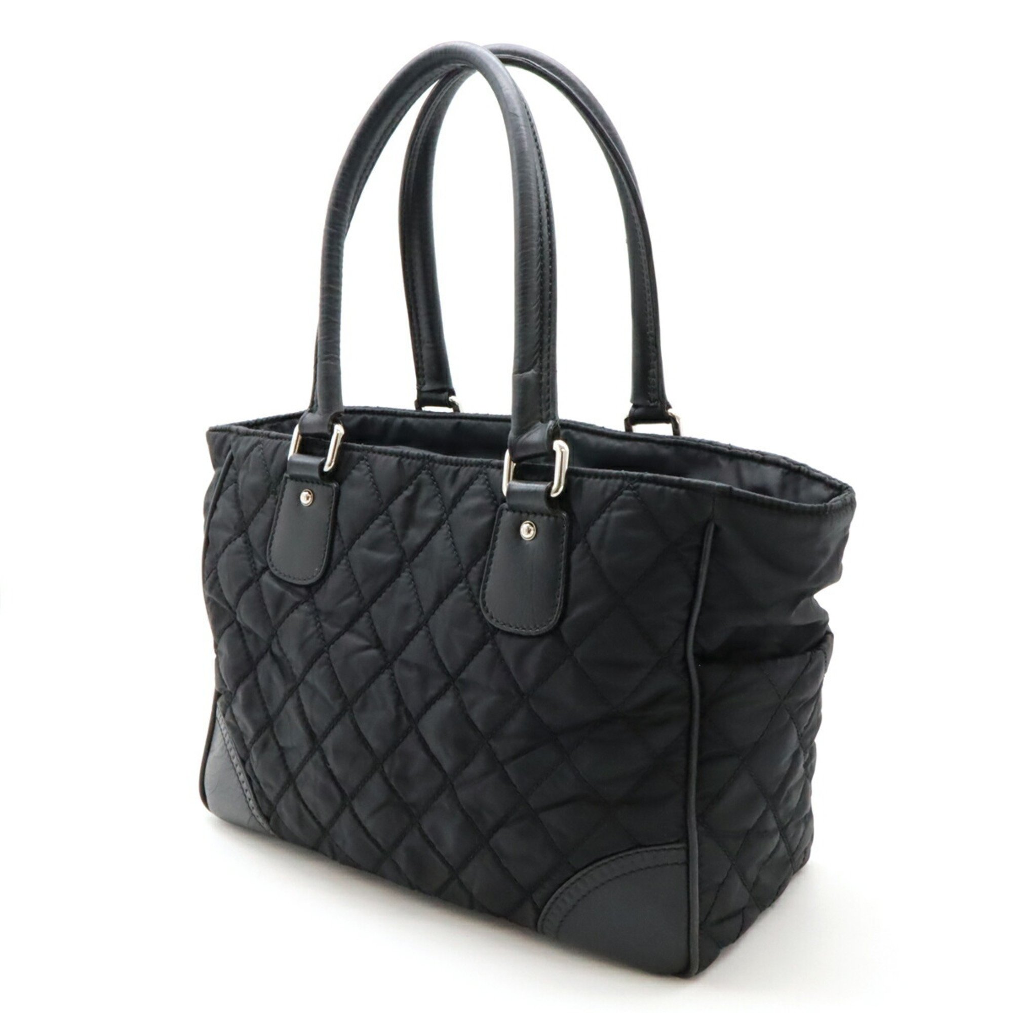 CHANEL Paris New York Line Matelasse Coco Mark Tote Bag Shoulder Nylon Leather Black A33100