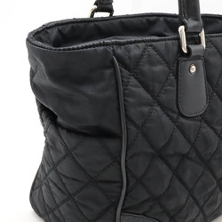 CHANEL Paris New York Line Matelasse Coco Mark Tote Bag Shoulder Nylon Leather Black A33100