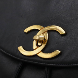 CHANEL Coco Mark Chain Shoulder Backpack Rucksack Leather Black Navy