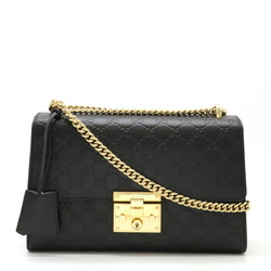 GUCCI Guccissima Padlock Shoulder Bag Chain Leather Black 409486