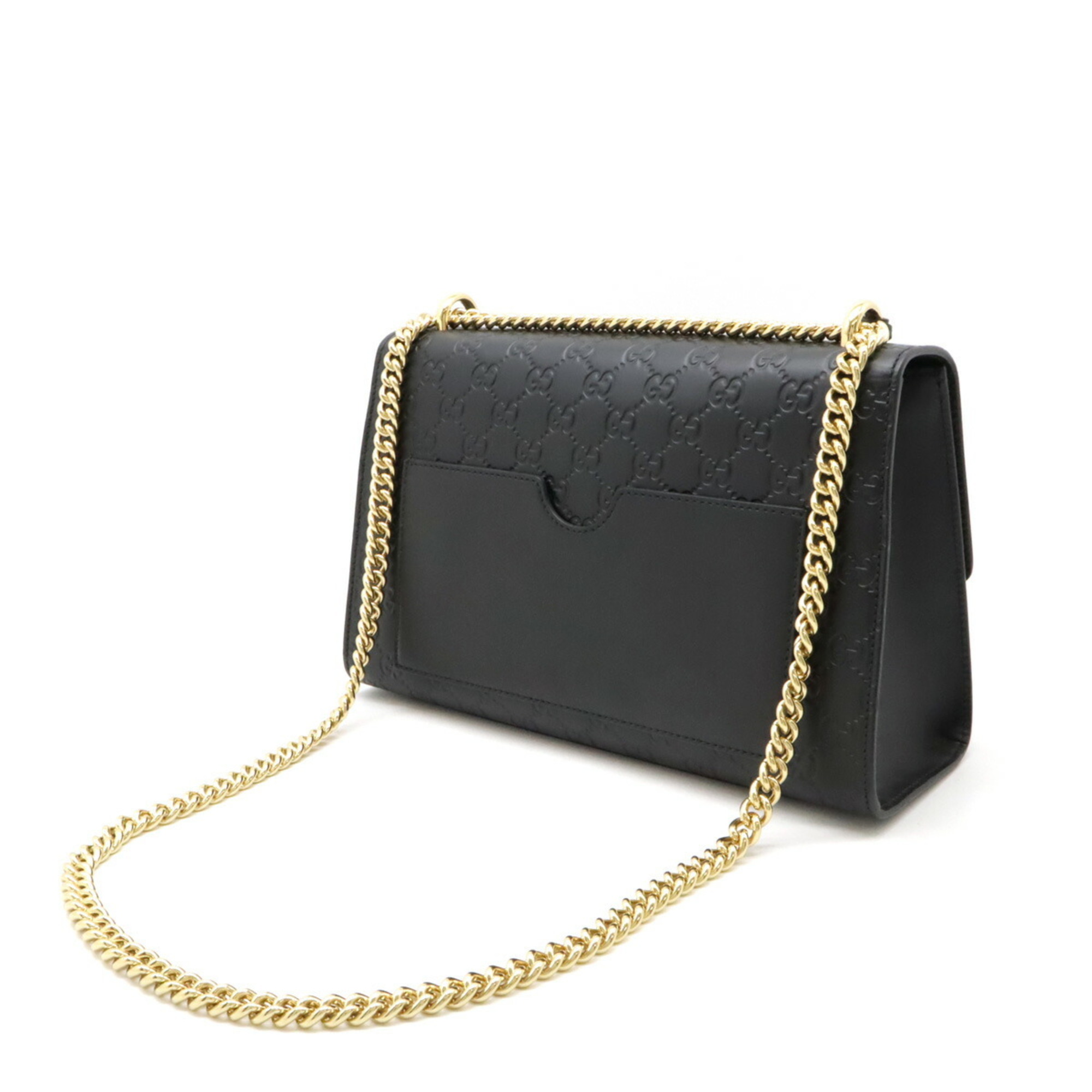 GUCCI Guccissima Padlock Shoulder Bag Chain Leather Black 409486