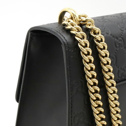 GUCCI Guccissima Padlock Shoulder Bag Chain Leather Black 409486