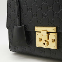 GUCCI Guccissima Padlock Shoulder Bag Chain Leather Black 409486