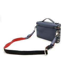 Christian Louboutin Kipi Pouch Handbag Shoulder Bag Jacquard Leather Camouflage Navy Blue Red