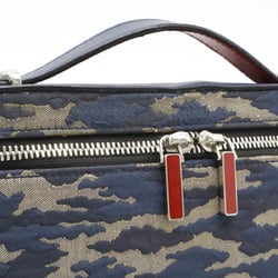 Christian Louboutin Kipi Pouch Handbag Shoulder Bag Jacquard Leather Camouflage Navy Blue Red