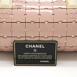 CHANEL Puzzle Coco Mark Handbag Leather Pink Beige