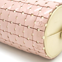 CHANEL Puzzle Coco Mark Handbag Leather Pink Beige