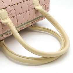 CHANEL Puzzle Coco Mark Handbag Leather Pink Beige