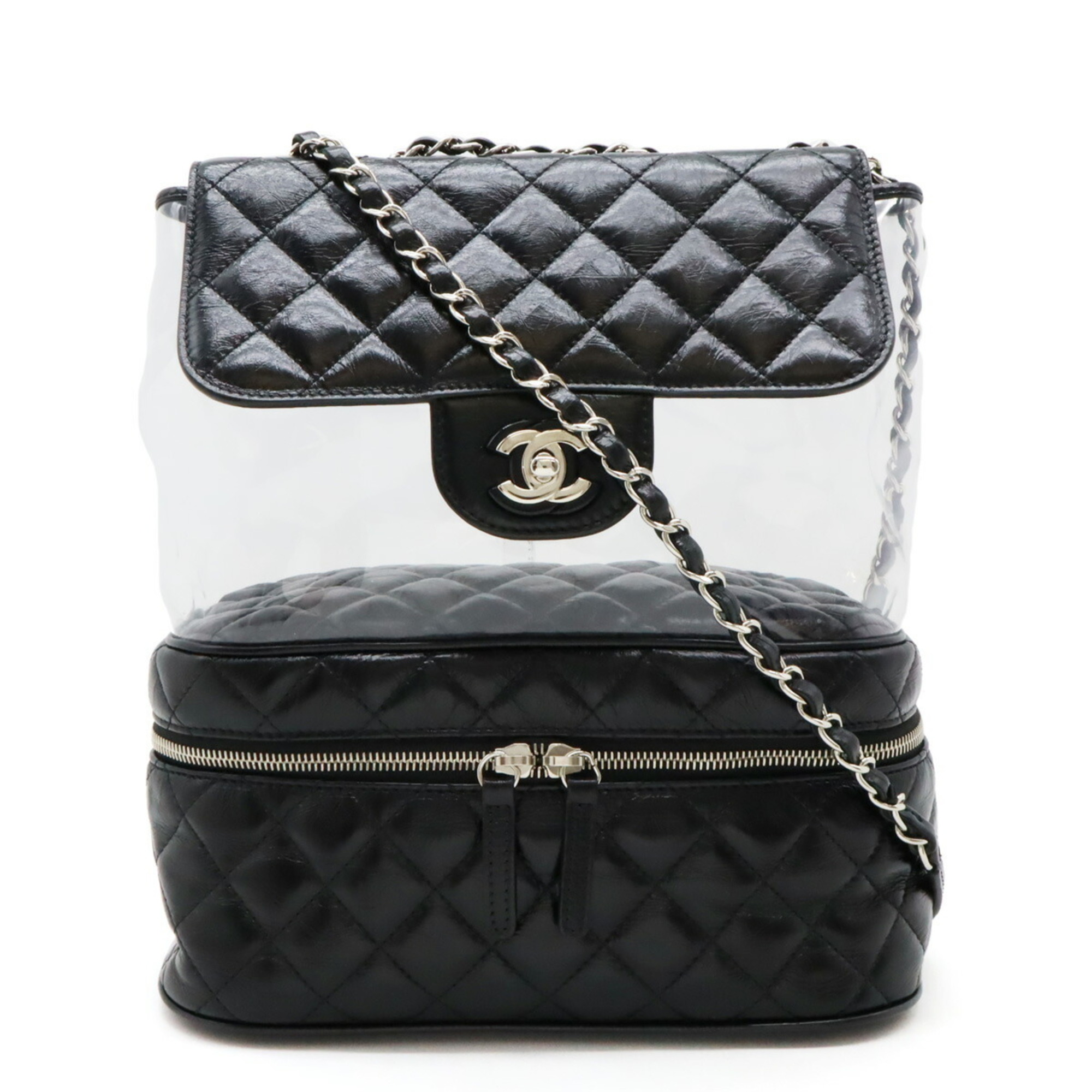 CHANEL Chanel Matelasse Coco Mark Chain Shoulder Bag Leather Vinyl Black A57826