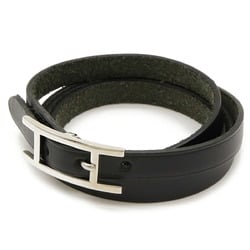 HERMES Hermes API3 Long Bracelet Bangle Leather Black E Stamp