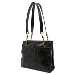 CHANEL Coco Mark Chain Shoulder Bag Tote Patent Leather Black