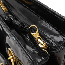 CHANEL Coco Mark Chain Shoulder Bag Tote Patent Leather Black