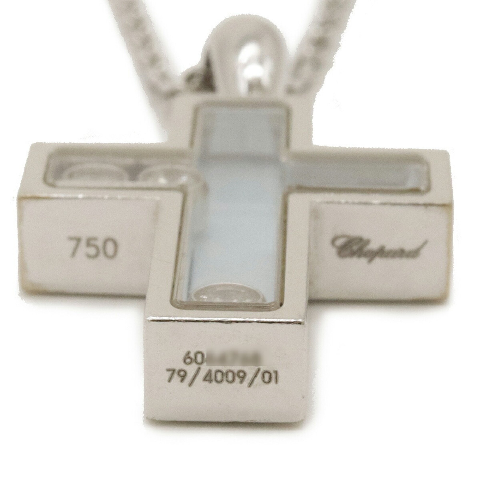 Chopard Happy Diamond Cross Necklace Pendant K18WG White Gold 3PD 79/4009/01