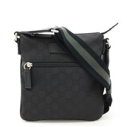 GUCCI GG nylon shoulder bag, sacoche, leather, black, grey, 449183