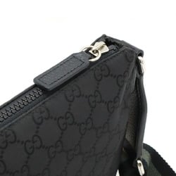 GUCCI GG nylon shoulder bag, sacoche, leather, black, grey, 449183