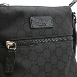 GUCCI GG nylon shoulder bag, sacoche, leather, black, grey, 449183