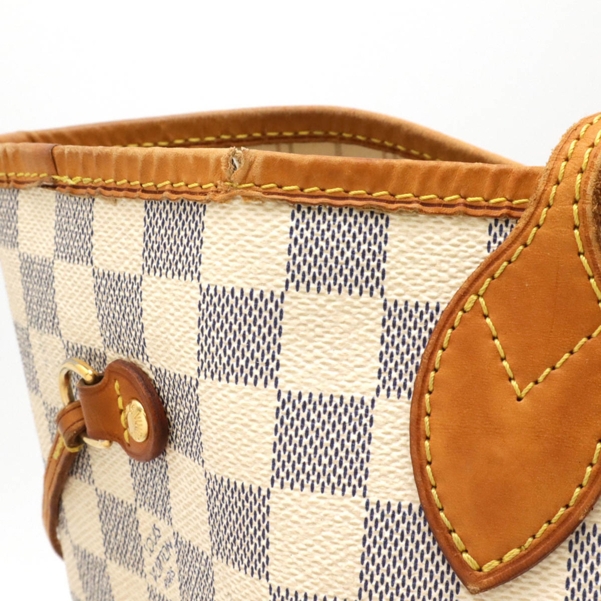 LOUIS VUITTON Damier Azur Neverfull MM Tote Bag Shoulder N51107