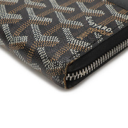 GOYARD Matignon Zip GM Round Long Wallet Herringbone Pattern PVC Leather Black Brown