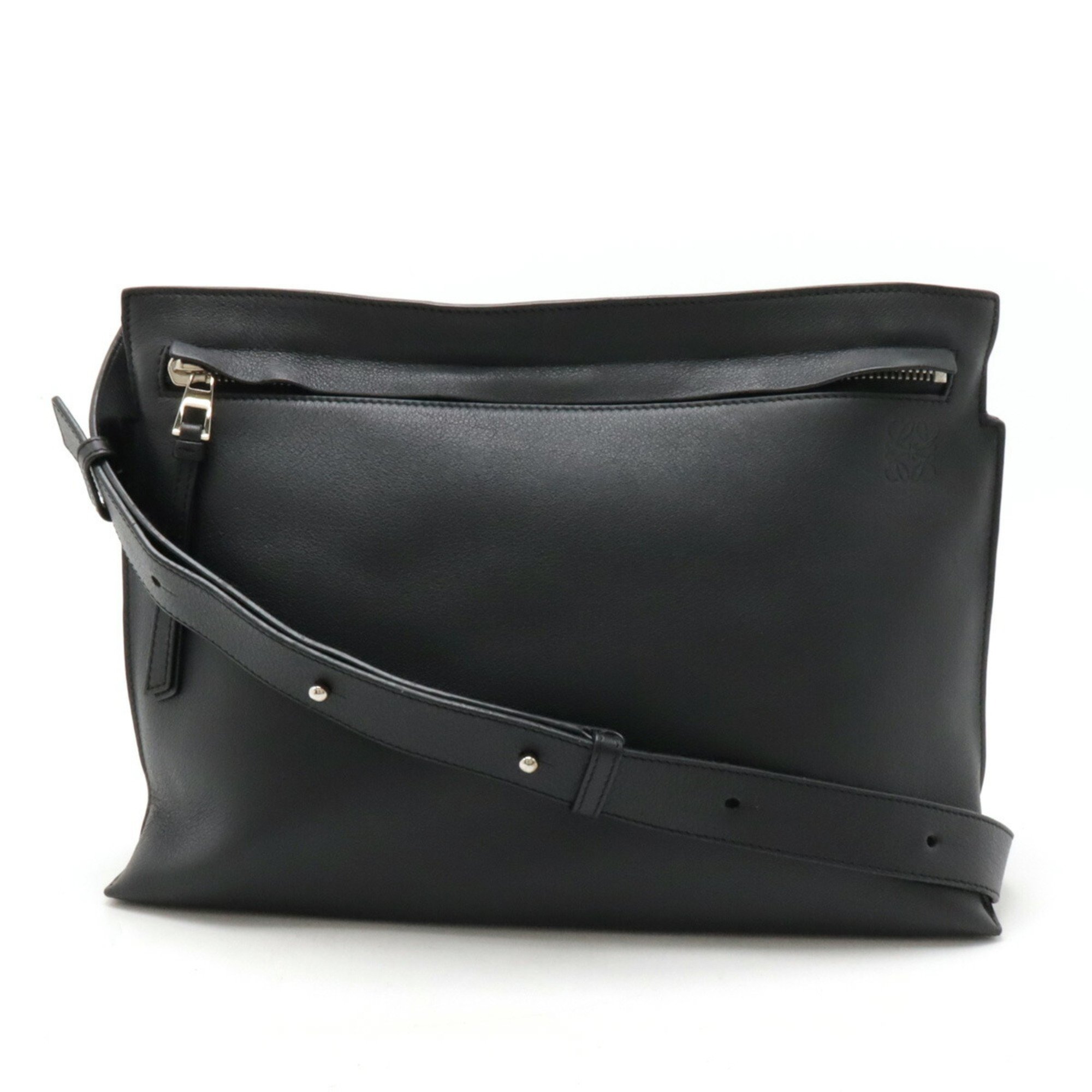 LOEWE Anagram T Shoulder Bag Leather Black 316.30.P37