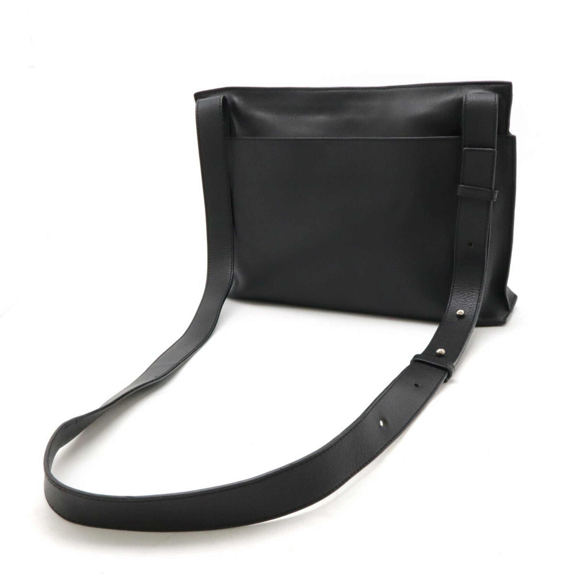 LOEWE Anagram T Shoulder Bag Leather Black 316.30.P37