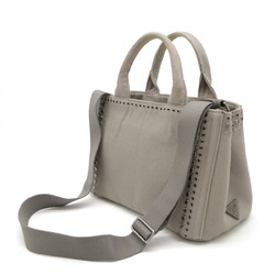 PRADA CANAPA Tote Bag Shoulder Beads Studs Denim NUBE Light Gray Purchased at a domestic boutique BN2439