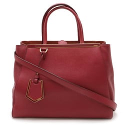 FENDI 2JOURS Toujours Handbag Shoulder Bag Leather Red 8BH250