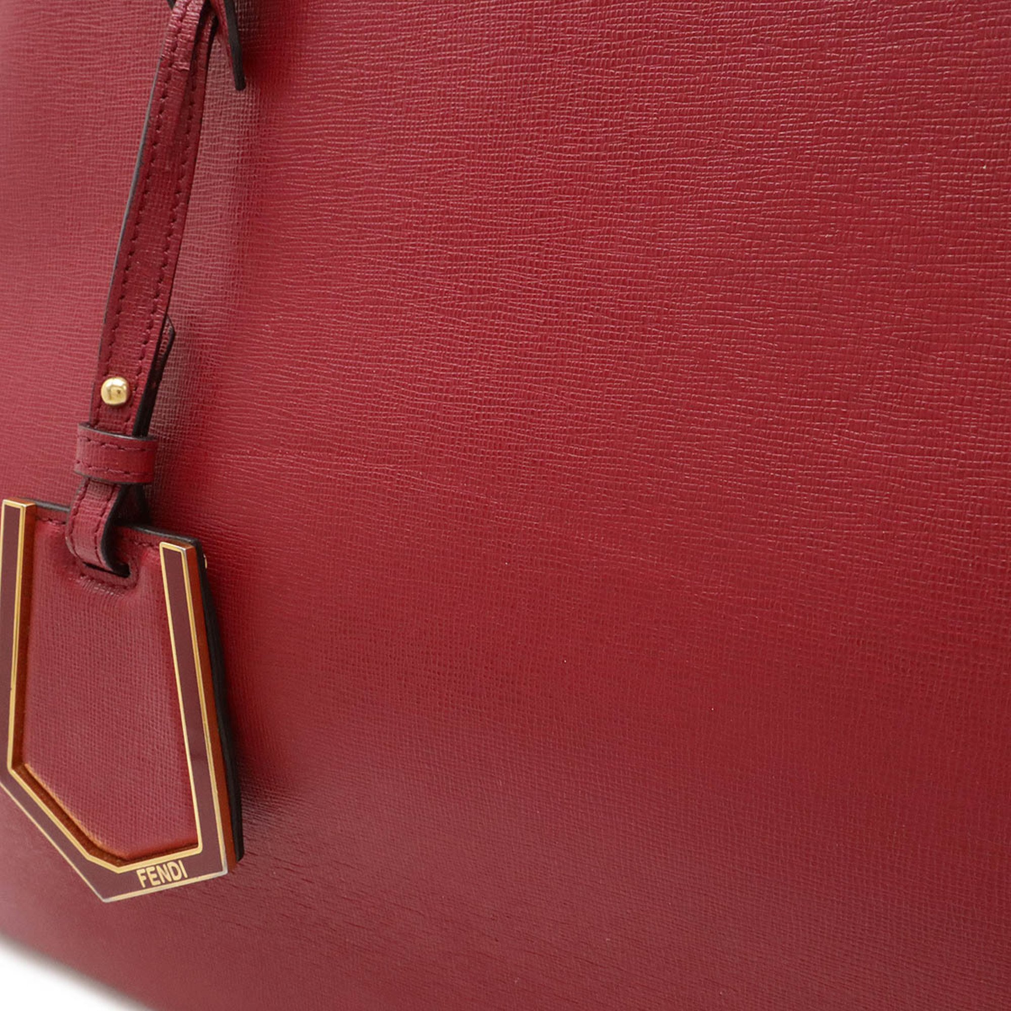 FENDI 2JOURS Toujours Handbag Shoulder Bag Leather Red 8BH250