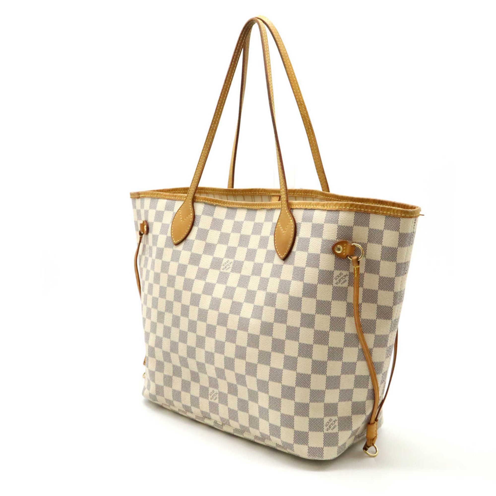 LOUIS VUITTON Damier Azur Neverfull MM Tote Bag Shoulder N51107