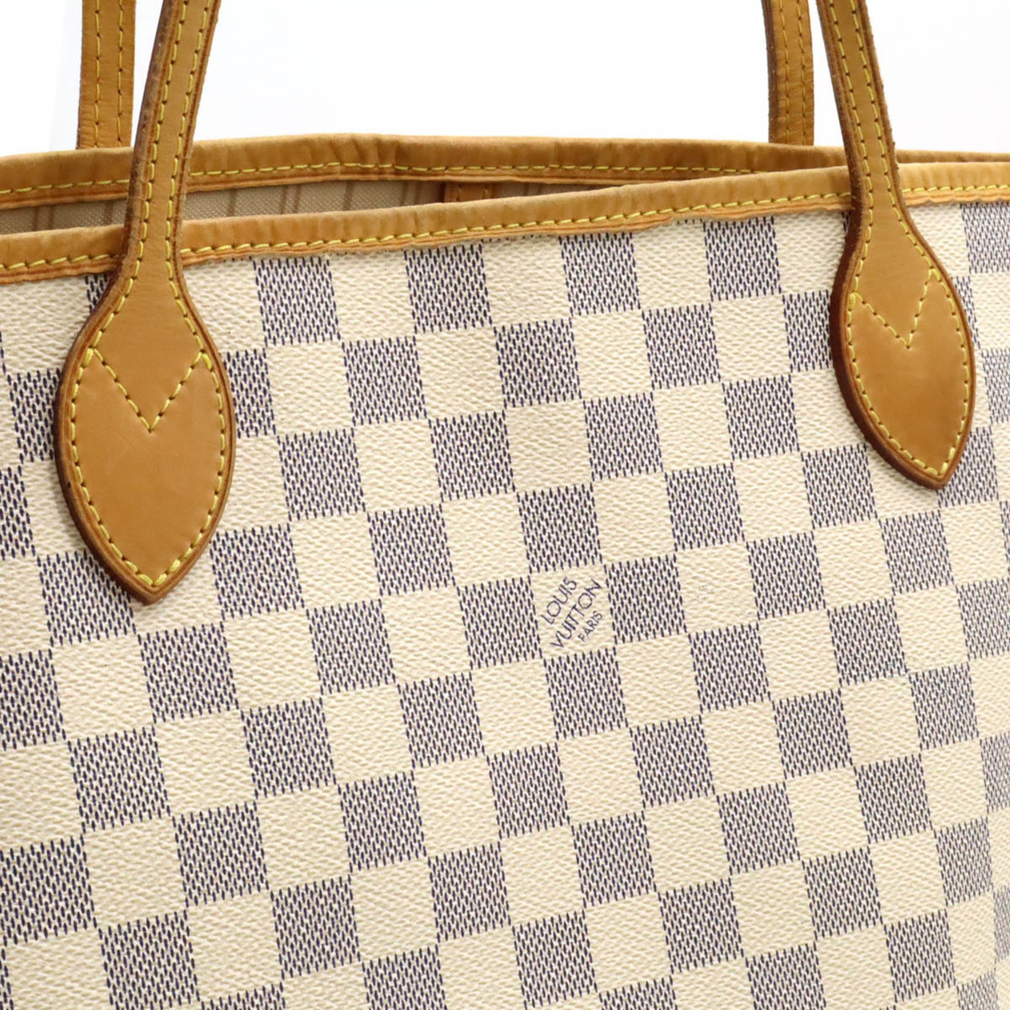 LOUIS VUITTON Damier Azur Neverfull MM Tote Bag Shoulder N51107