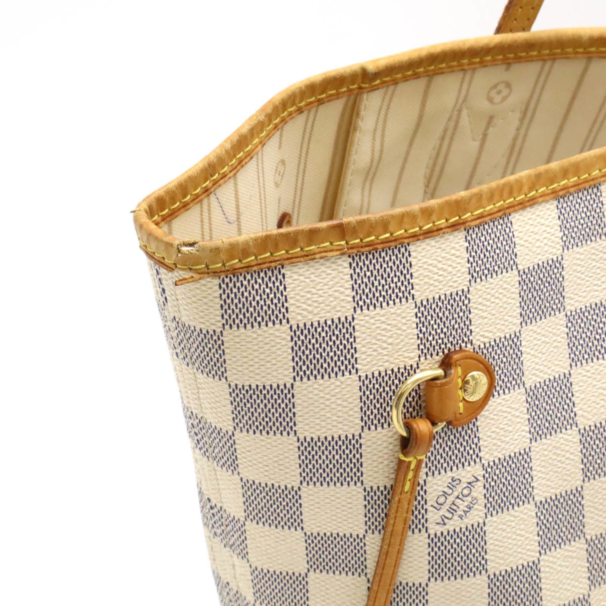 LOUIS VUITTON Damier Azur Neverfull MM Tote Bag Shoulder N51107