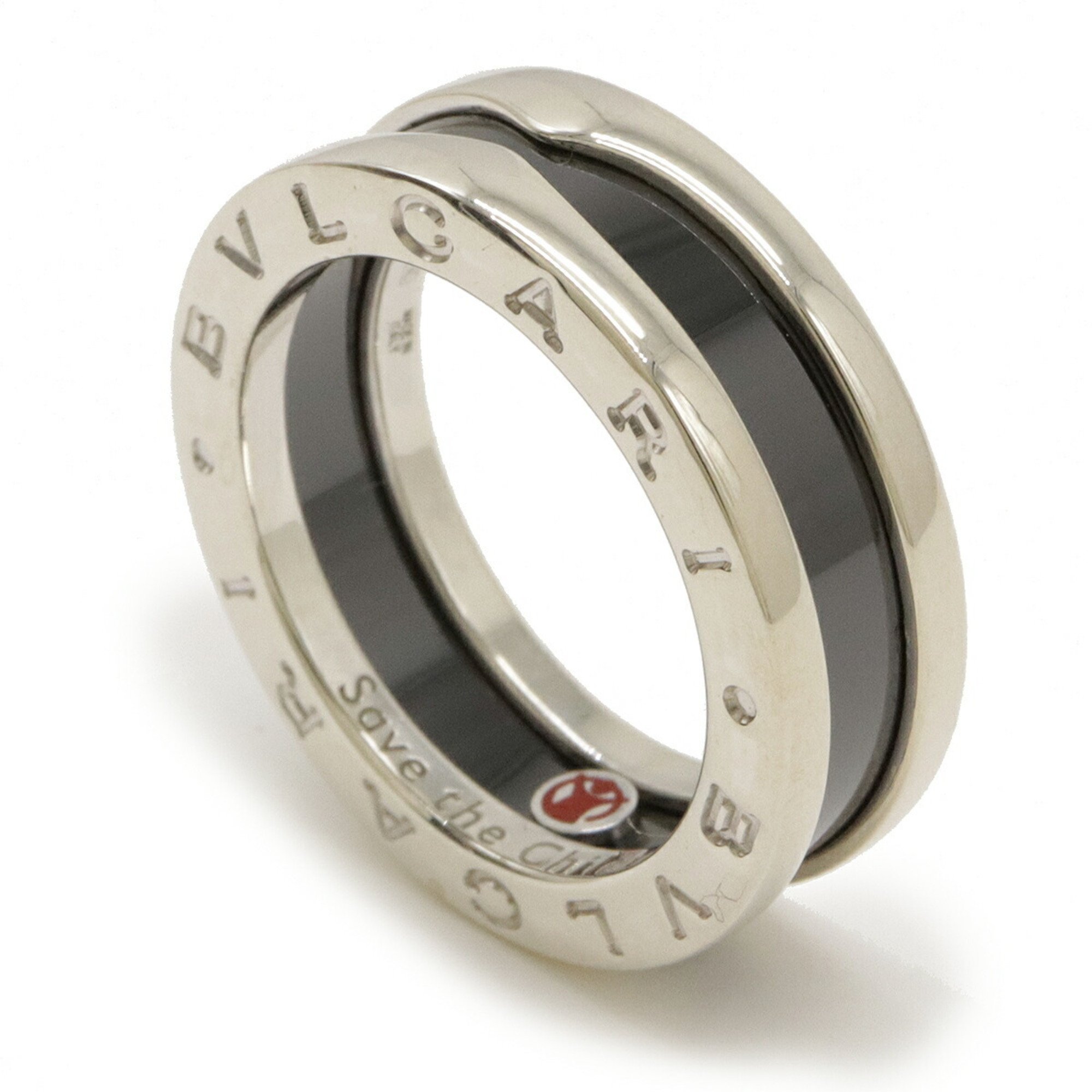 BVLGARI B-zero1 Save the Children Ring SV925 Silver Ceramic Black #51 Actual size approx. 10.5 346091