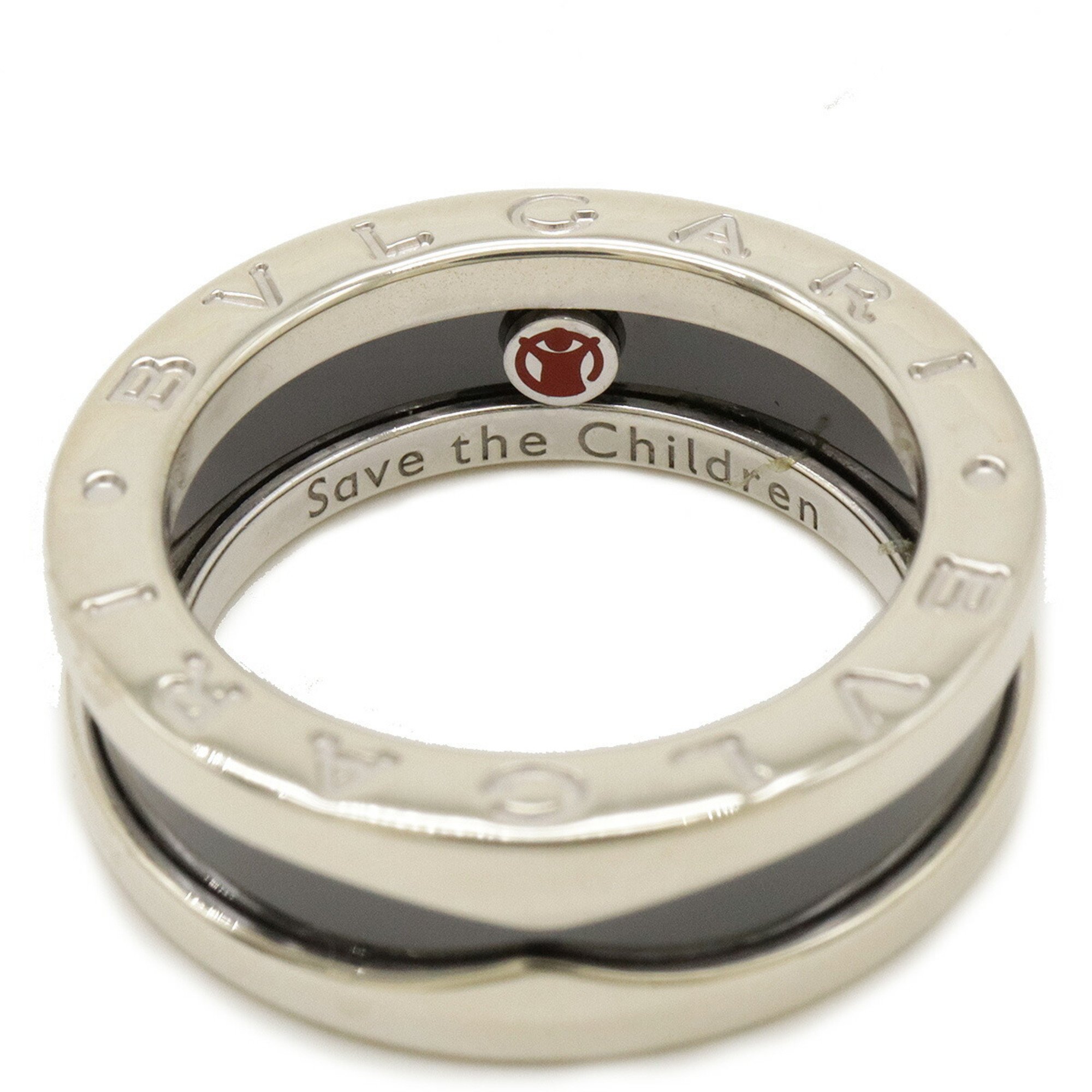 BVLGARI B-zero1 Save the Children Ring SV925 Silver Ceramic Black #51 Actual size approx. 10.5 346091