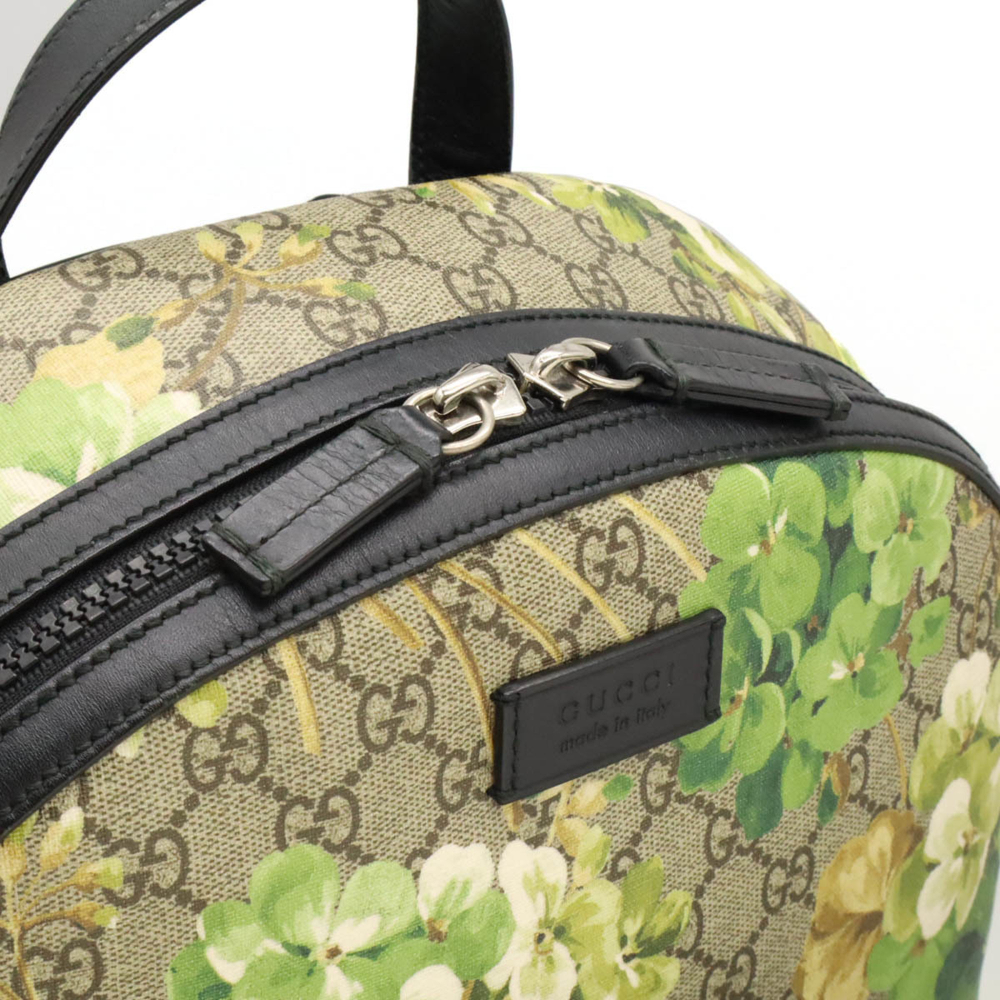 GUCCI GG Blooms Supreme Backpack PVC Leather Beige Black Green Multicolor 406370