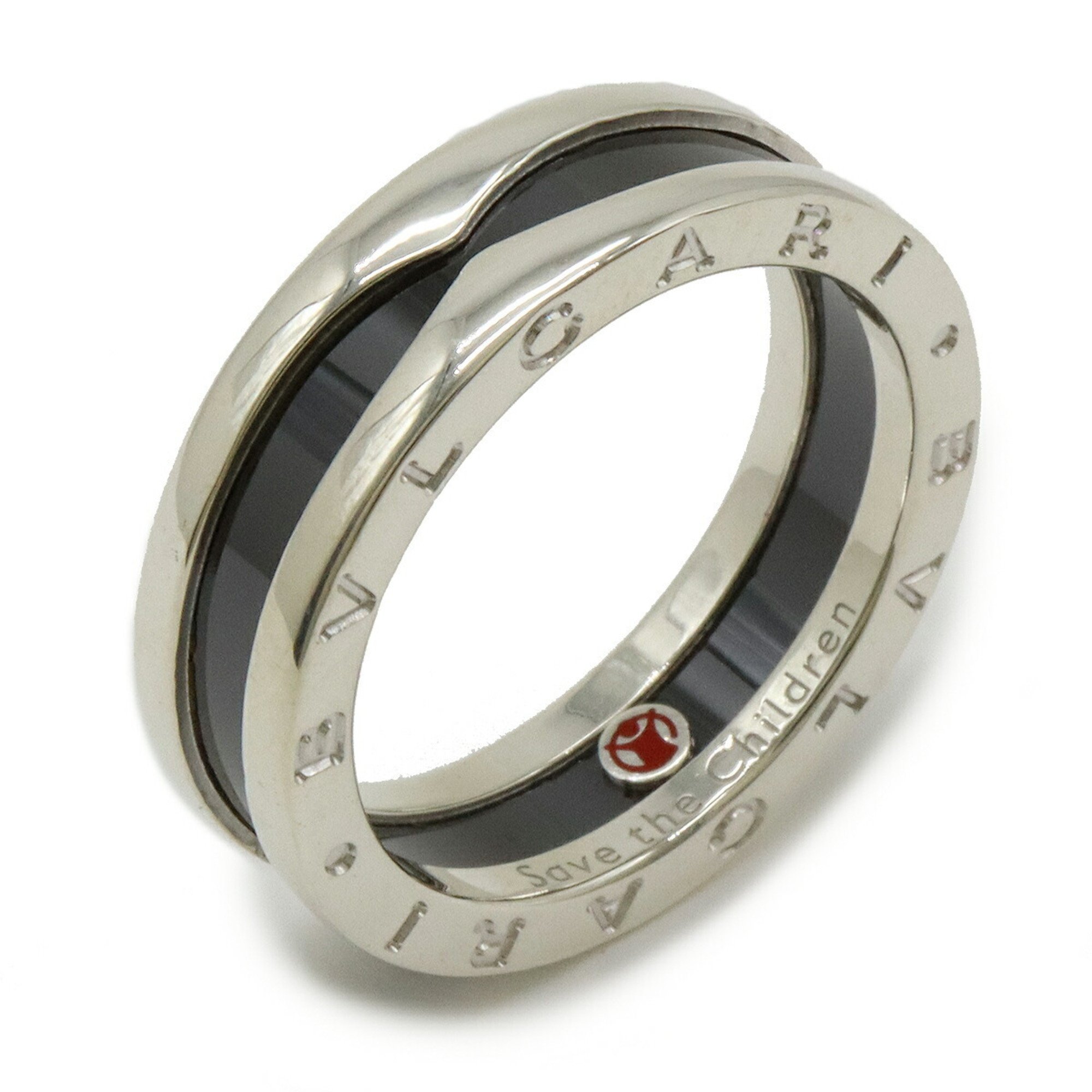 BVLGARI B-zero1 Save the Children Ring SV925 Silver Ceramic Black #60 Actual size approx. 19 346114