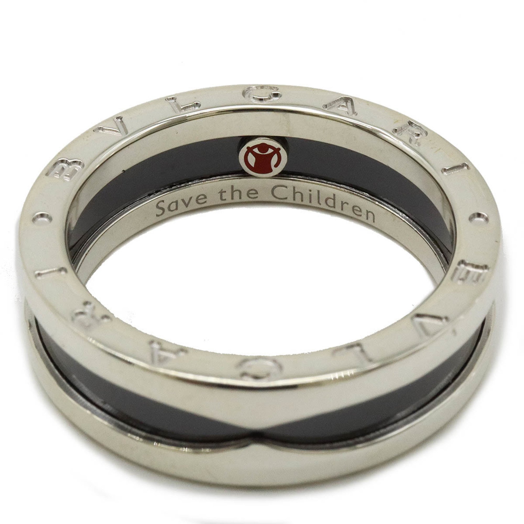 BVLGARI B-zero1 Save the Children Ring SV925 Silver Ceramic Black #60 Actual size approx. 19 346114