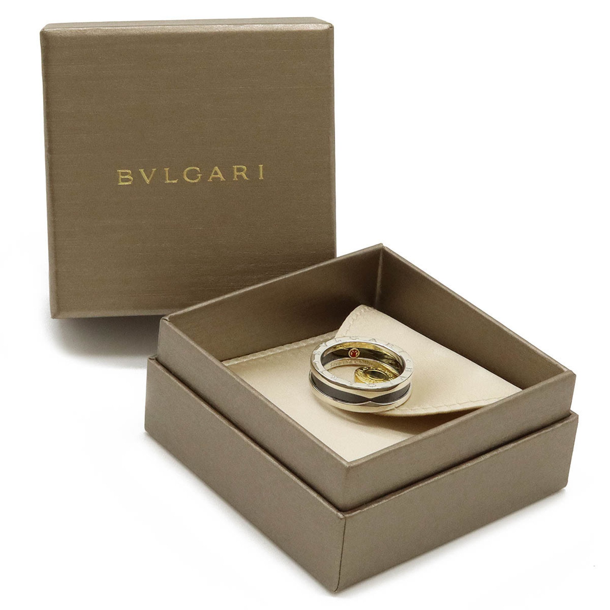 BVLGARI B-zero1 Save the Children Ring SV925 Silver Ceramic Black #60 Actual size approx. 19 346114