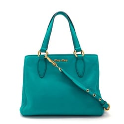 Miu Miu Miu Vitello Caribbean Handbag Shoulder Bag Leather TURCHESE Turquoise Blue Purchased at a domestic boutique RN0757