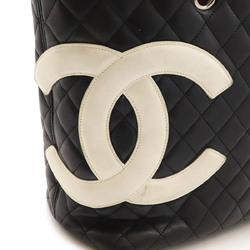 CHANEL Cambon Line Coco Mark Large Tote Shoulder Bag Soft Calfskin Black White A25169