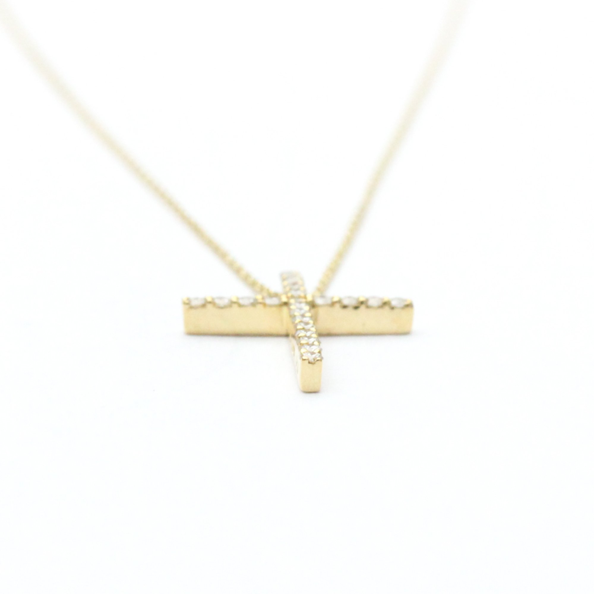 Ponte Vecchio Cross Diamond Necklace Yellow Gold (18K) Diamond Men,Women Fashion Pendant Necklace (Gold)