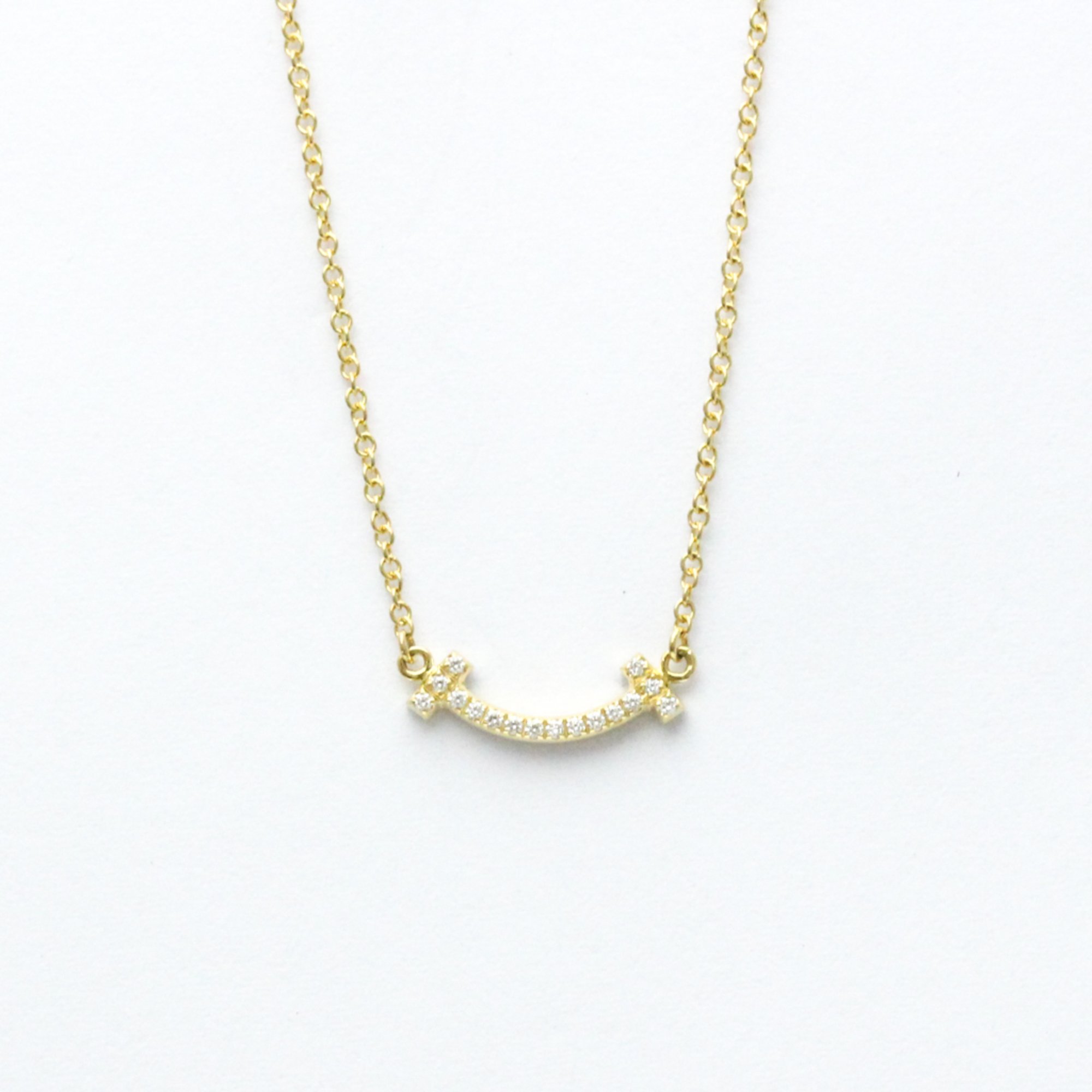 Tiffany T Smile Micro Diamond Necklace Yellow Gold (18K) Diamond Men,Women Fashion Pendant Necklace (Gold)