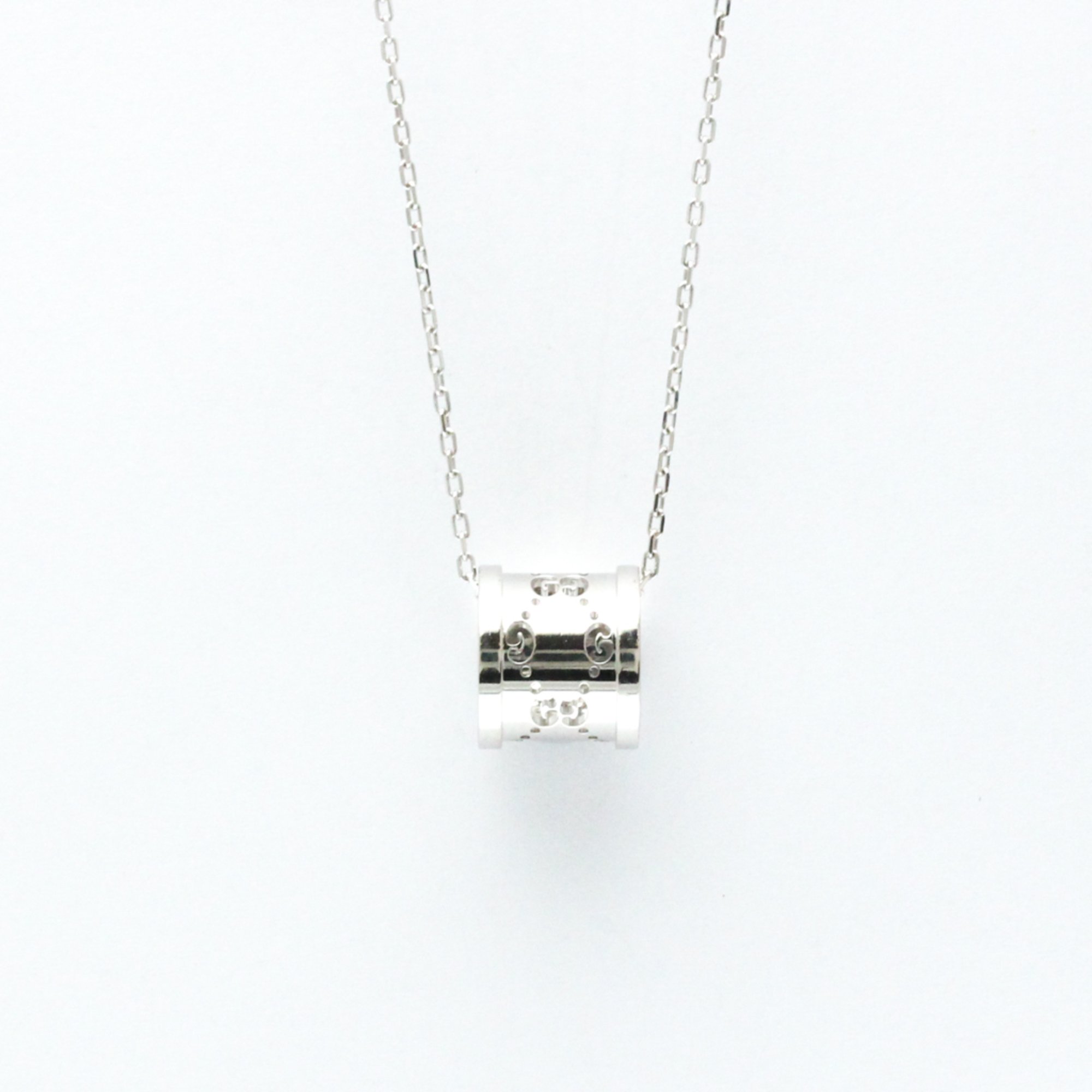 Gucci Icon Toile Diamond Necklace White Gold (18K) Diamond Men,Women Fashion Pendant Necklace (Silver)