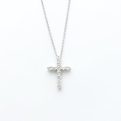 Tiffany Small Cross Diamond Necklace Platinum Diamond Men,Women Fashion Pendant Necklace (Silver)