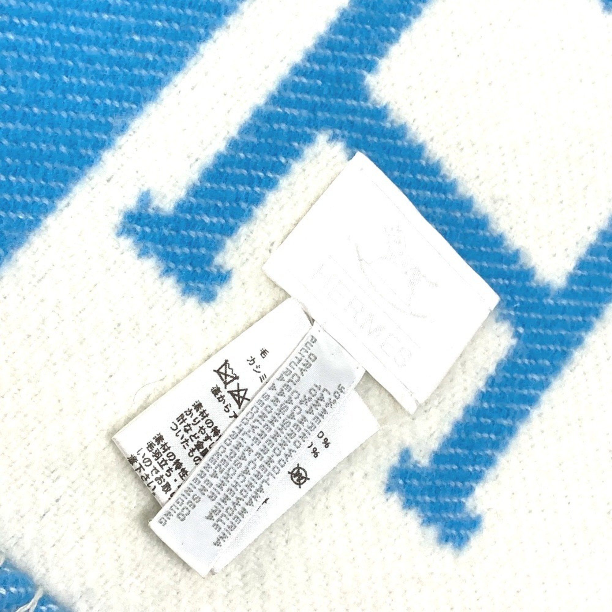 HERMES Hermes Plaid Avalon Blanket Wool Cashmere Kids Blue